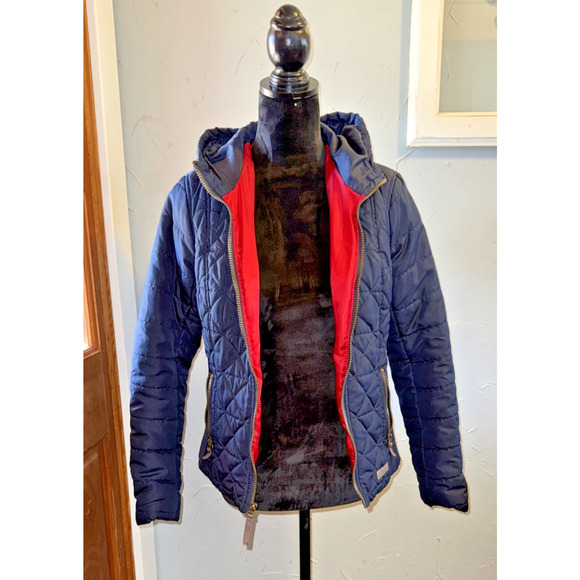 G.H. Bass & Co. Navy Blue Puffer Jacket W/Pockets Size S Quilted Full Zip - Picture 1 of 8